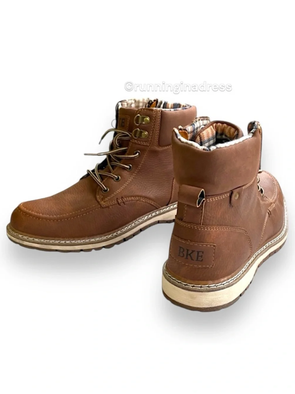 NWT BKE Buckle Midtown Cognac Brown Faux Leather Zip Wedge Boots Men’s Size 10